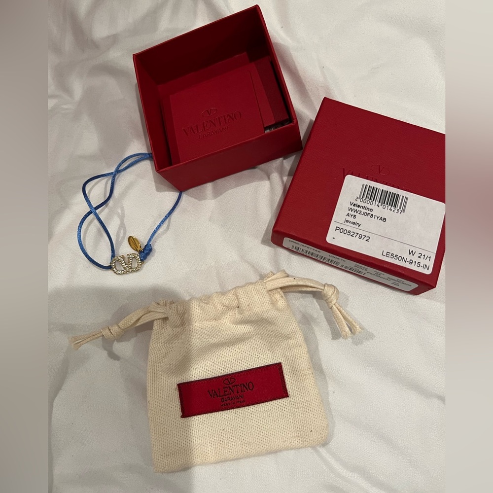 Valentino Garavani Blue adjustable bracelet with dust bag and box gently used